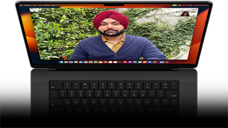 Showcasing FaceTime video call on the MacBook Pro.